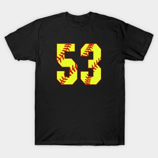 Fastpitch Softball Number 53 #53 Softball Shirt Jersey Uniform Favorite Player Biggest Fan T-Shirt